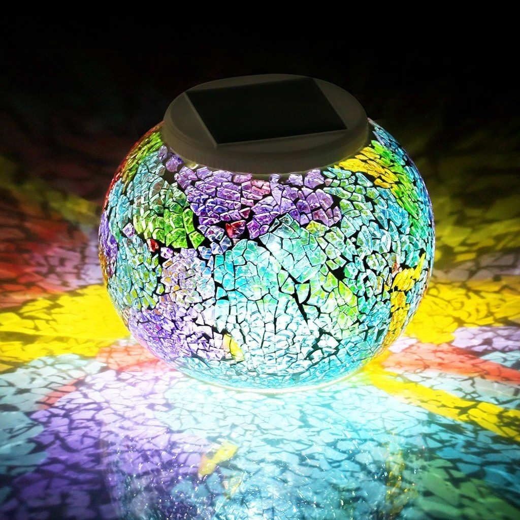 Pandawill Color Changing Mosaic Solar Light, Multi-colored1 Waterproof/Weatherproof Crystal Glass Globe Ball Light for for Garden, Patio, Party, Yard, Outdoor/Indoor Decorations : Tools & Home Improvement