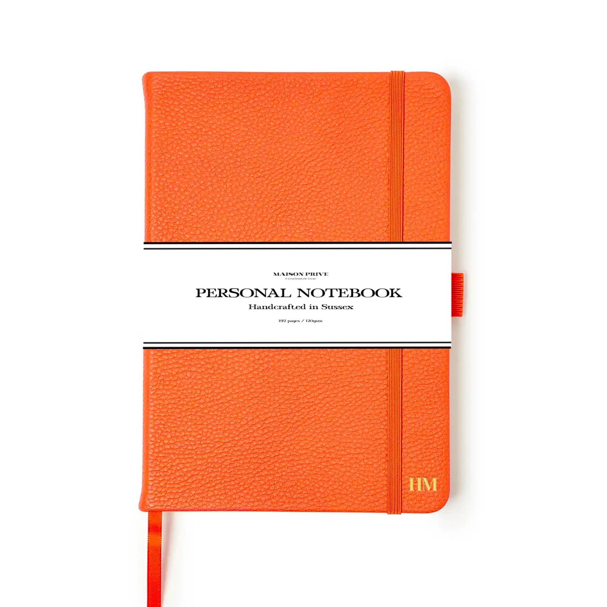 Maison Prive Personalised Notebook - A5 journal | Vegan Leather Journal Notebook | Daily Journal Book | Luxury Lined Writing Book | Journals For Women | Journal For Men | A5 Hardback notebook (Orange)