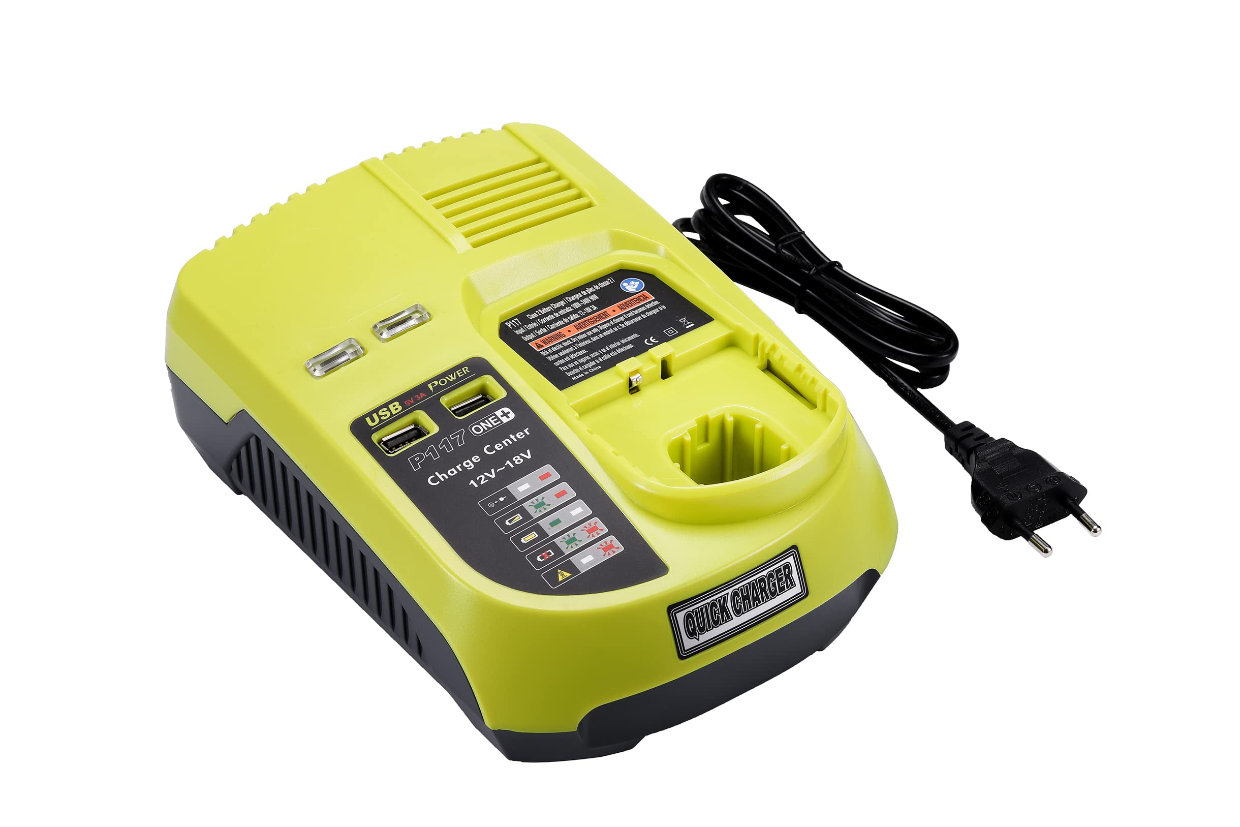 VINIDA P117 Dual Chemistry IntelliPort Charger Li-ion & Ni-cad Ni-Mh Battery Charger 12V -18V for Ryobi ONE Plus P118 P100 P102 P108