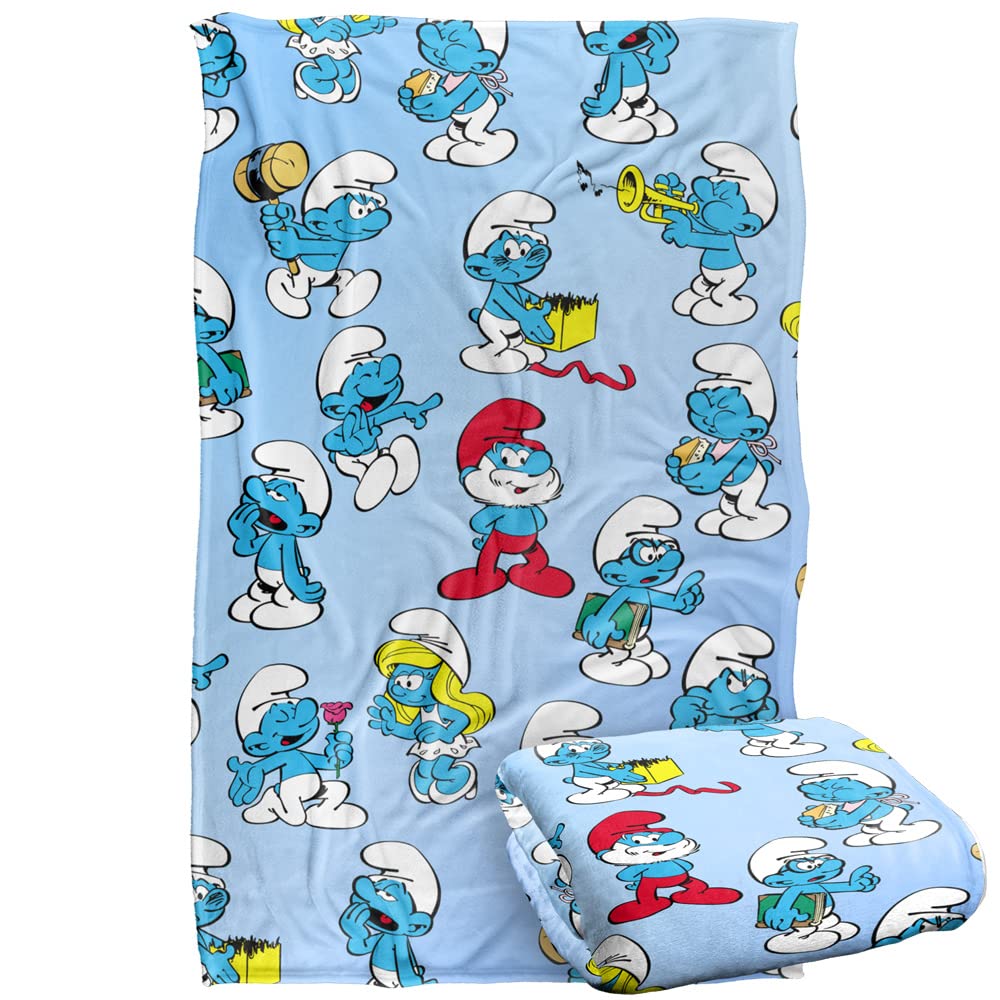 Amazon｜The Smurfs ブランケット 36インチx58インチ スマーフ 全面