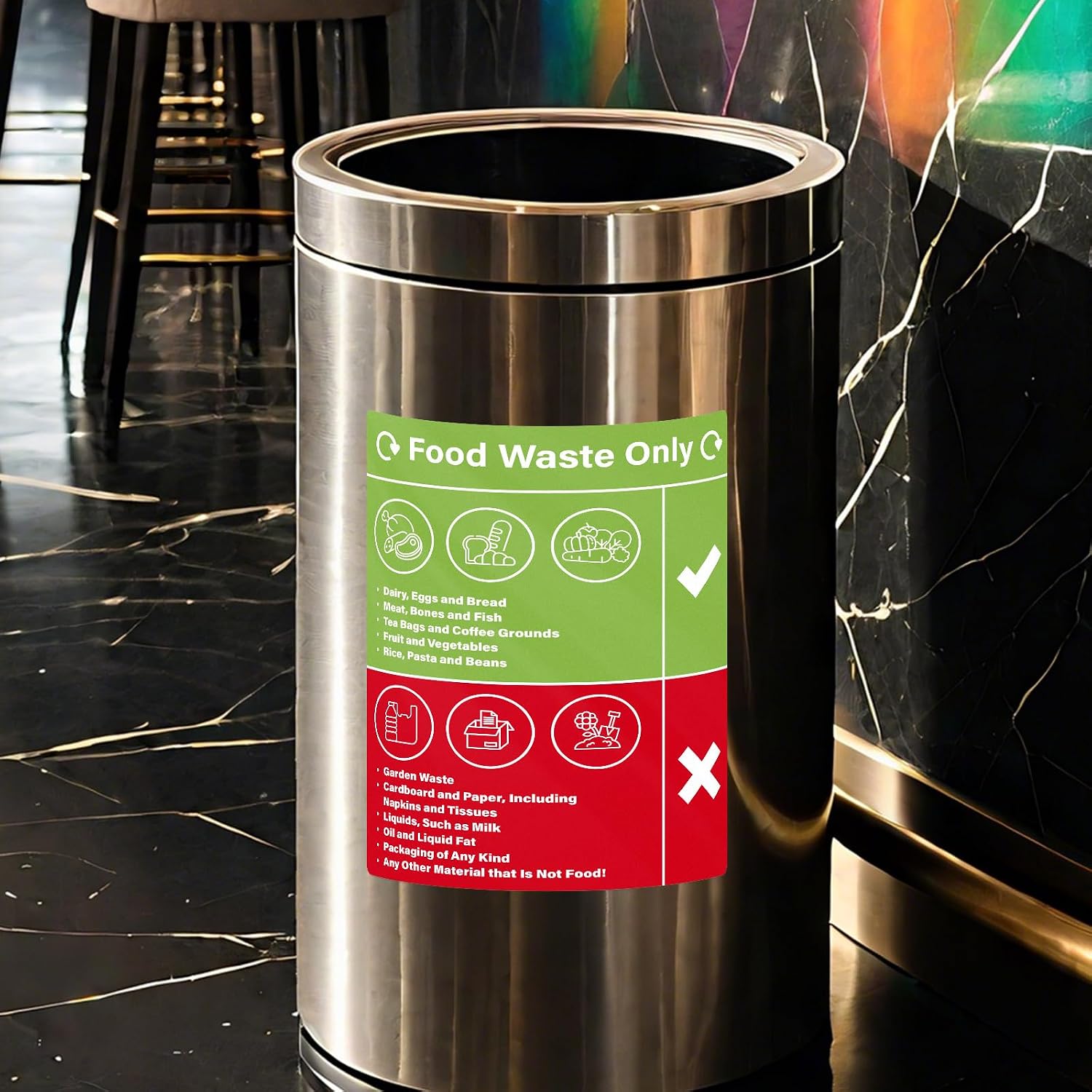10 Pack Trash Stickers Food Waste Only Sign 10 × 8 Inches image 4