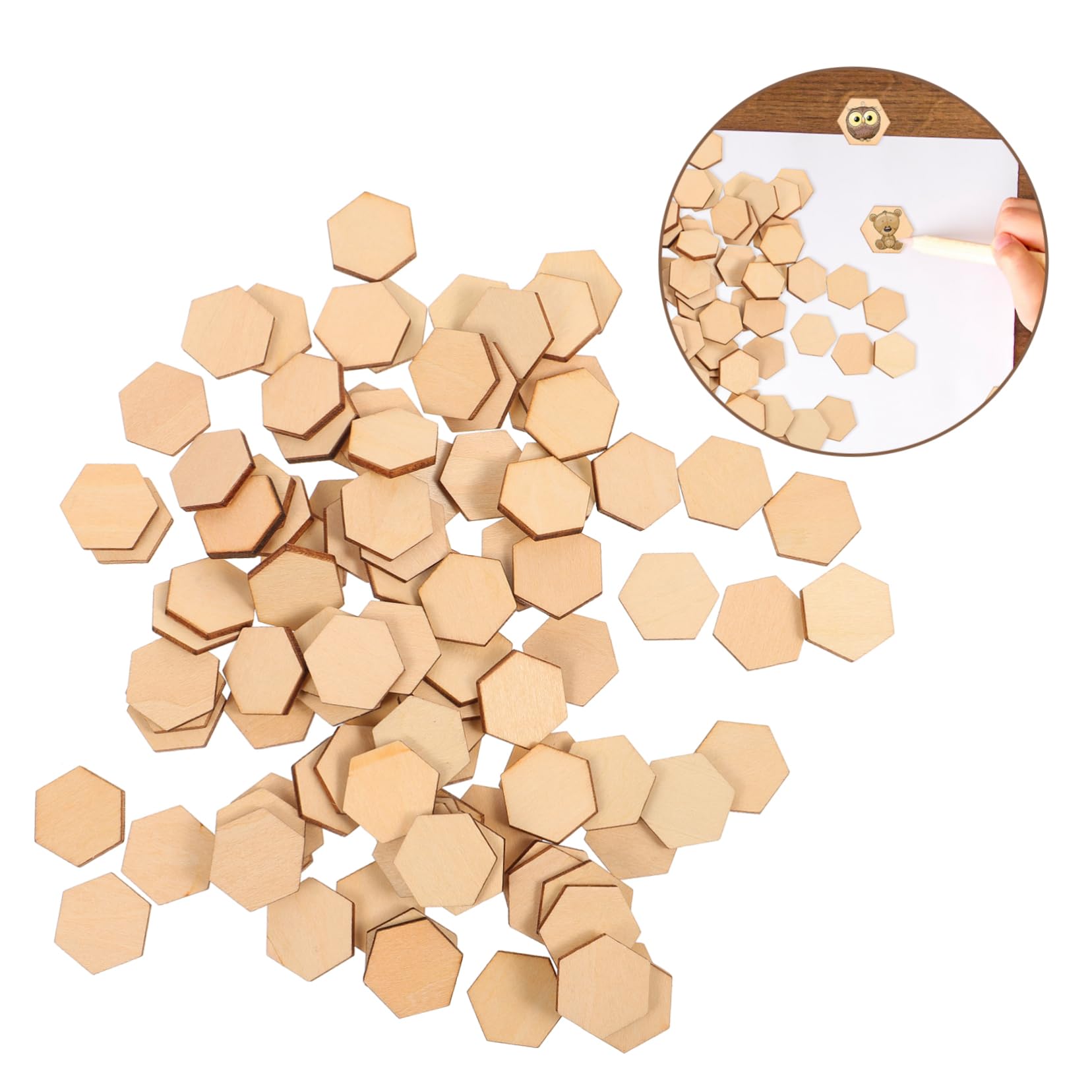 DOITOOL Decorazioni Natalizie Beige 100 Pezzi Esagonali in Legno Materiali Resistenti 20mm per Lavoretti Fai da Te Compleanni e Natale
