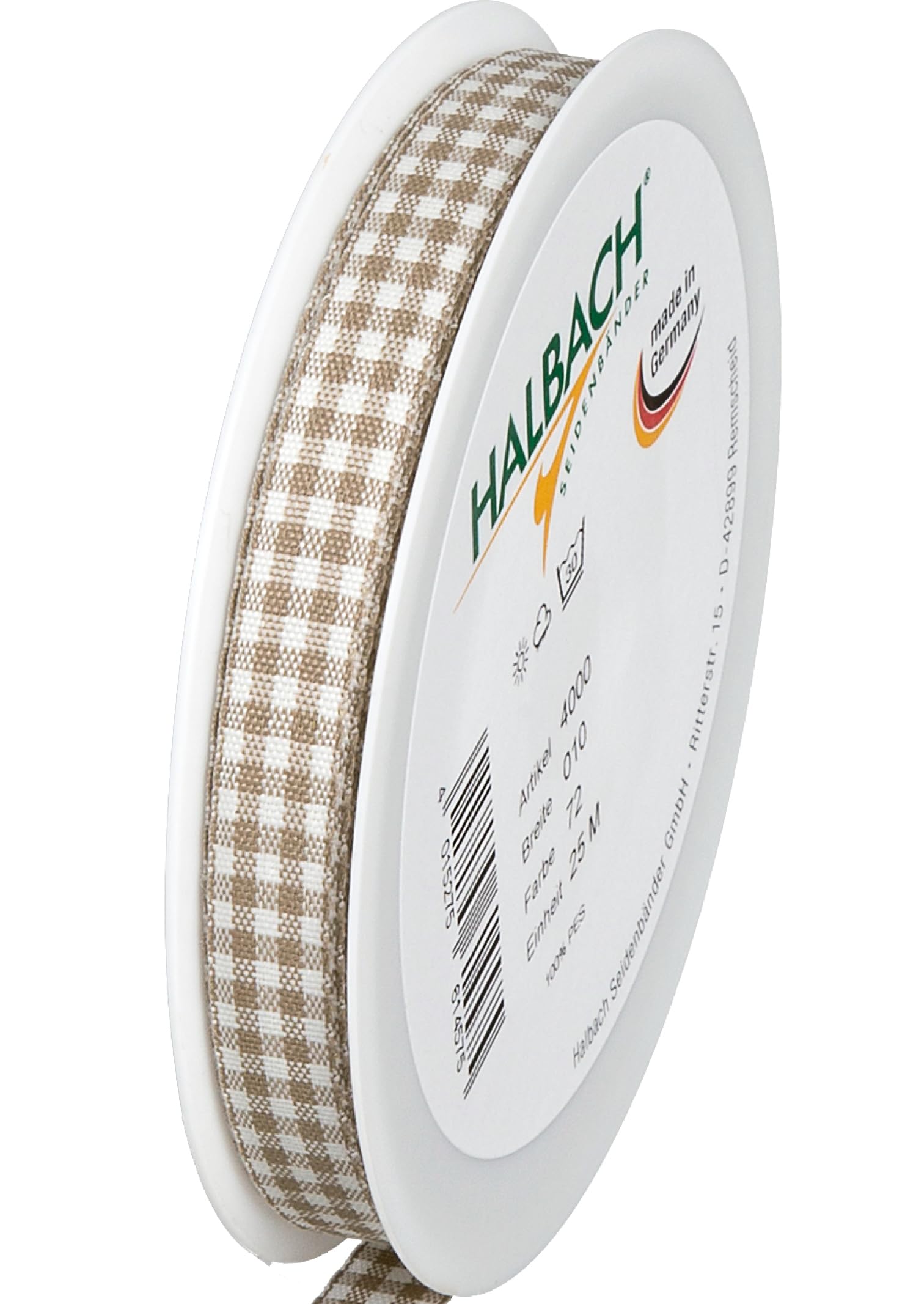 Halbach Seidenbänder Vichy Gift Ribbon 10mm Width Linen Check Ribbon for Gift Wrapping Gifts, 10 mm