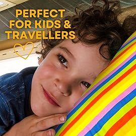 Kinder Fluff Mini Toddler Pillow (2Pk) 10x15in - First Pillow for Kids Age 2+, Bright Rainbow Design, 100% Cotton Sateen Stripe 300T, Down Alternative Fill, Machine Washable, Colourful Kids Cushion XS