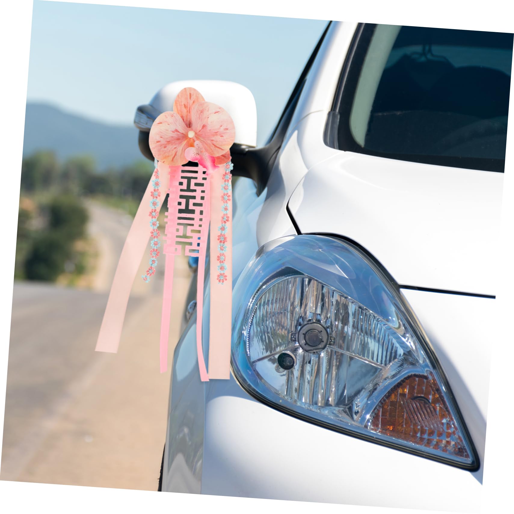 Décorations De Voiture De Mariage Fleurs Artificielles avec Accents Ruban pour Poignées De Voiture Et Ornements Embellissements Floraux Nuptiale