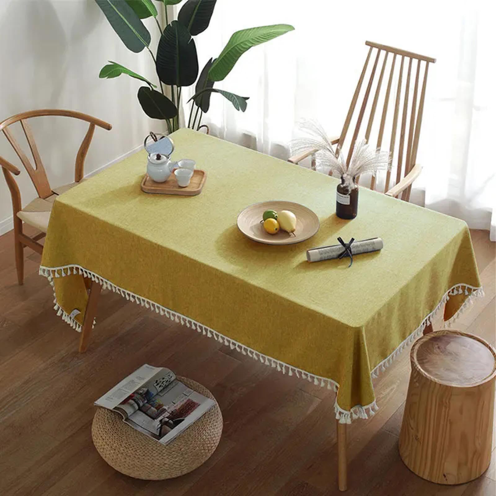 Nappe coton et lin rétro jaune pour créer une ambiance chaleureuse