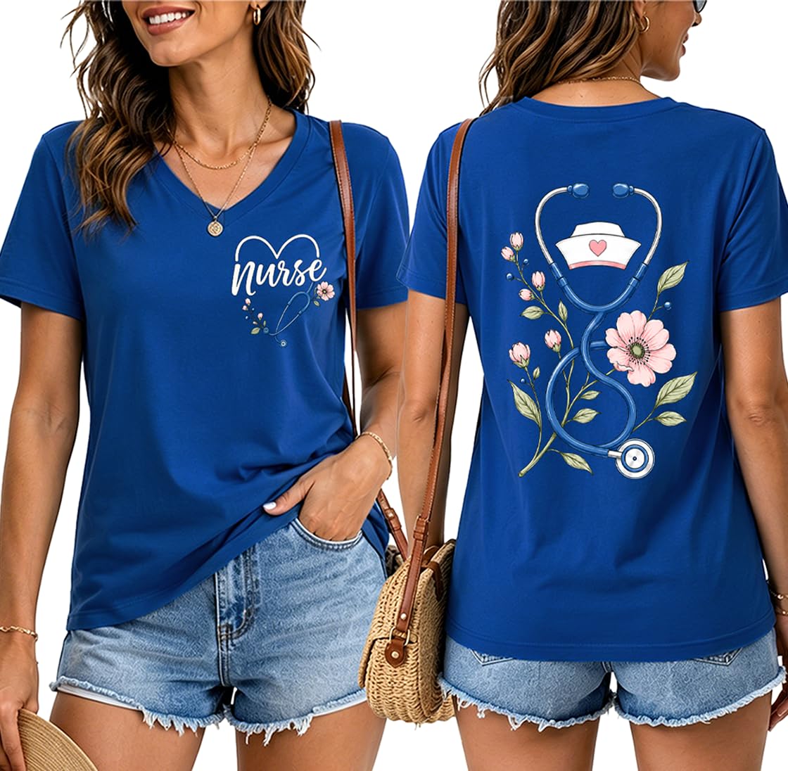 Nurse Shirts for Women Boho Floral Nurse Life T Shirt