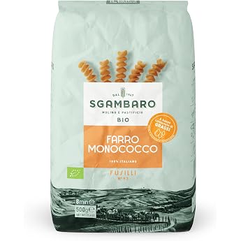 Sgambaro Organic Pasta Fusilli N.93-500 g Einkorn Pasta - Low Fat - Source of Fibre and Protein