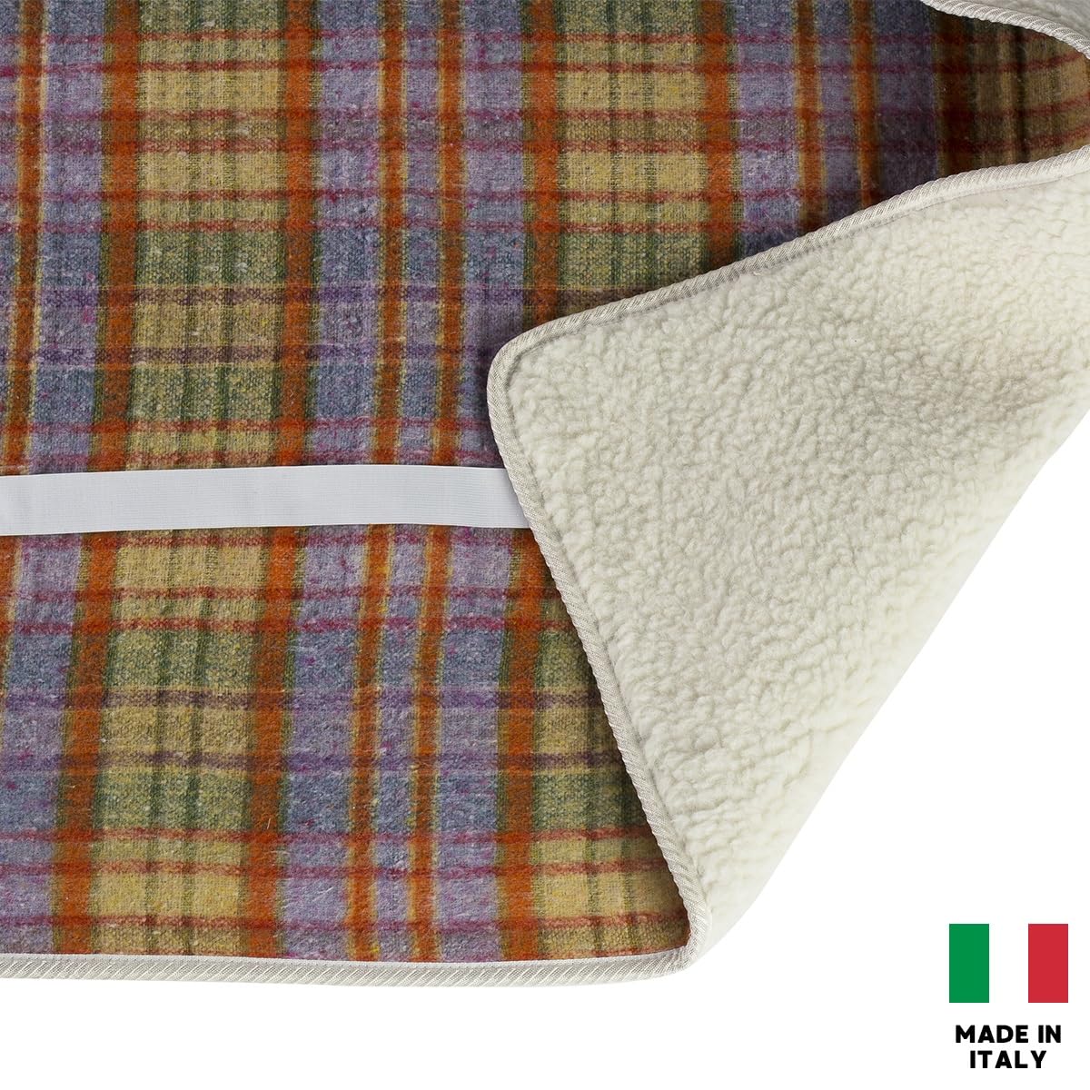 LANCALOR - Scaldanotte Plus, Calientacamas eléctrico Individual 165x80 cm, Vellón 100% Lana, Antipliegue, Lavable, 3 temperaturas, Seguridad Total, Bajo Consumo, Fabricado en Italia