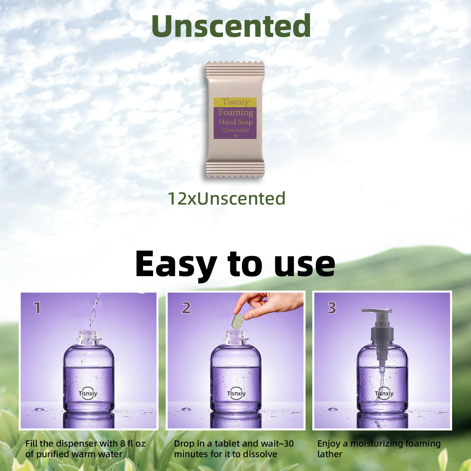 Ricariche di sapone schiumoso per le mani – 12 unità – 96 once liquidi (12 x 8 once liquidi) – Ricambio ecologico – delicato per le mani e rispettoso dell'ambiente – senza profumo