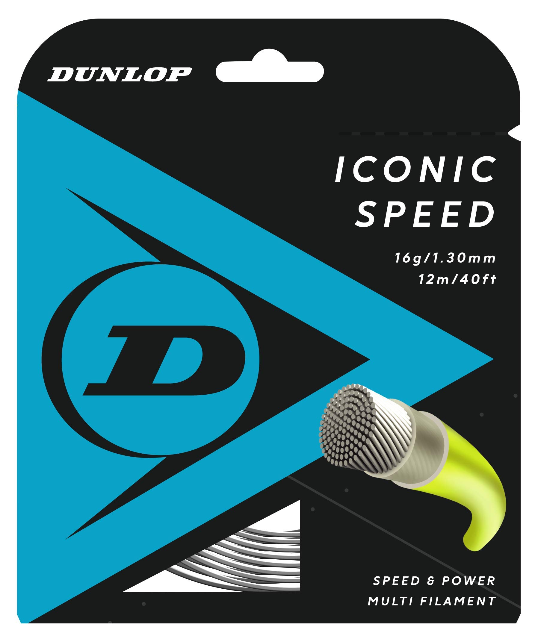 Dunlop Sports Corda da Tennis Iconic Speed, Set 16g/1.30mm, 12m, Colore Naturale