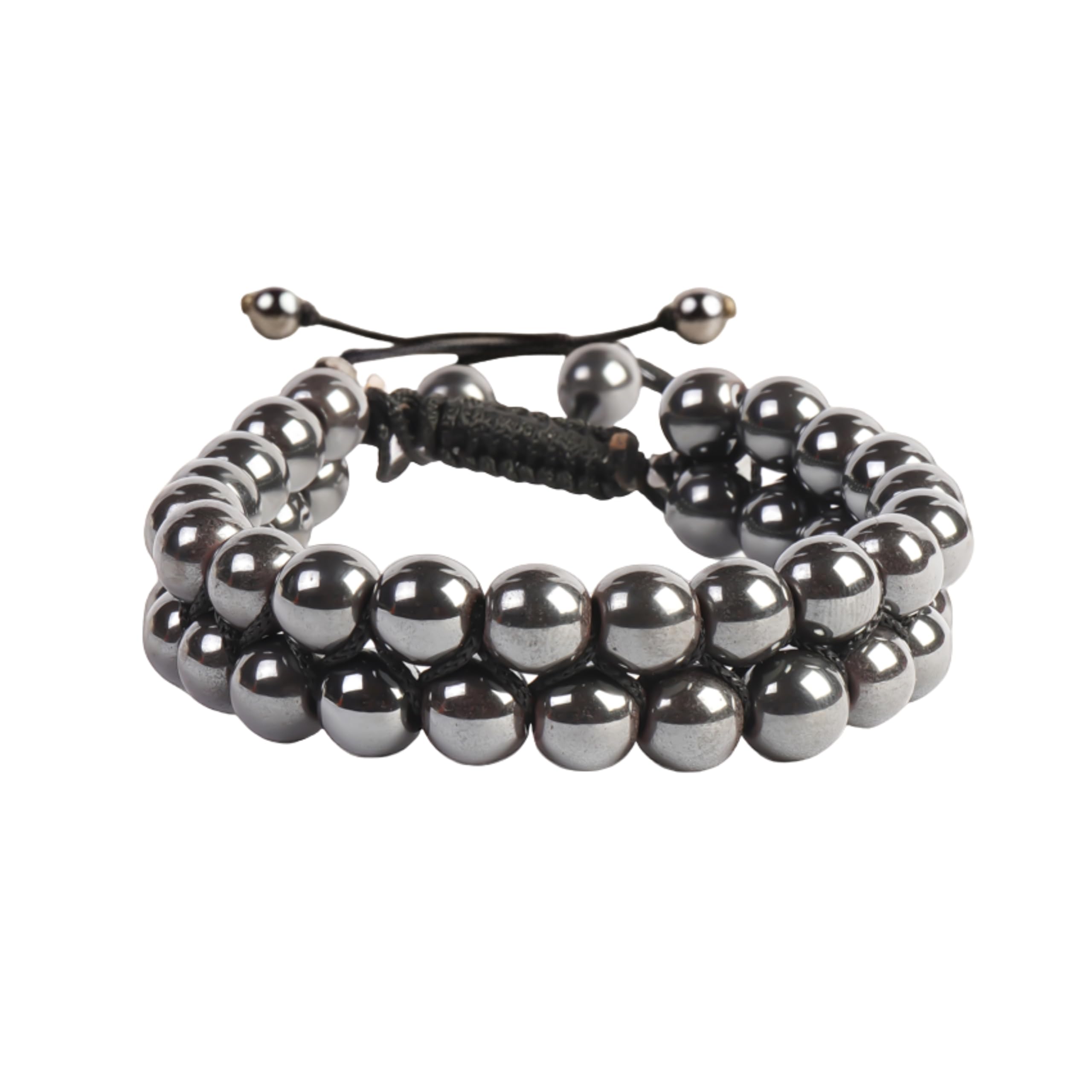 - Aeora Rocks Natural Hematite Silver Bead String Bracelet – Adjustable, natural stone for Karz Mukti, positivity, wealth, success, and inner peace for men & women | Beads: 8 mm