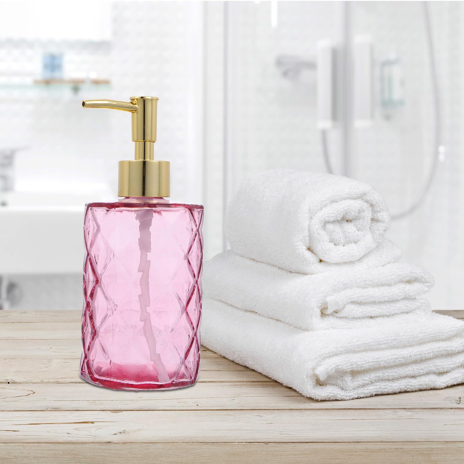 Healeved 3 Stück Glas Pumpflaschen für Shampoo und Duschgel Wiederverwendbare Reise Spenderflaschen mit Pumpe für Bad und Unterwegs Farbig Pfauenblau Rosa Violett