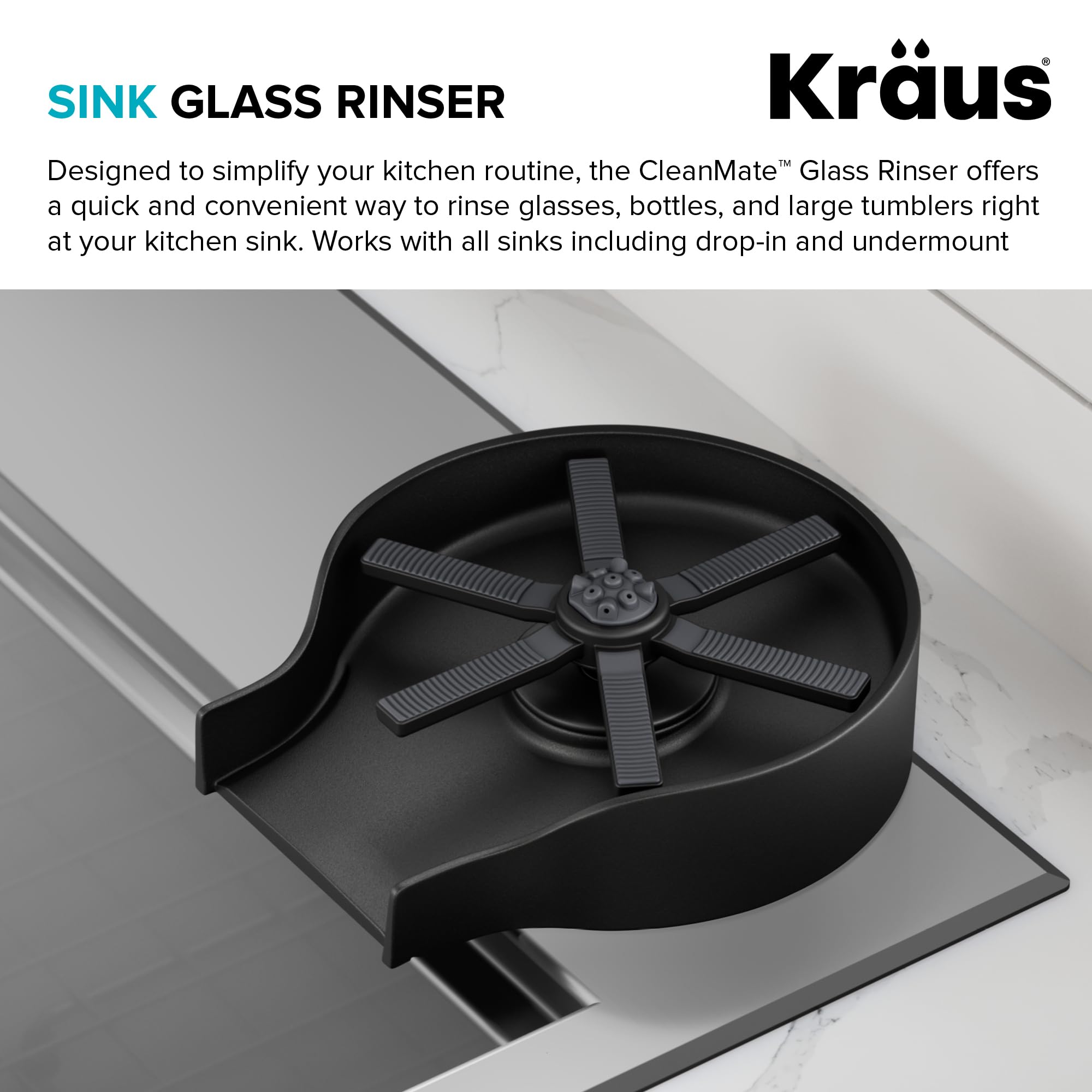 KRAUS CleanMate Glass Rinser for Kitchen Sink in Matte Black Color Finish KGR-500MB product thumbnail 4
