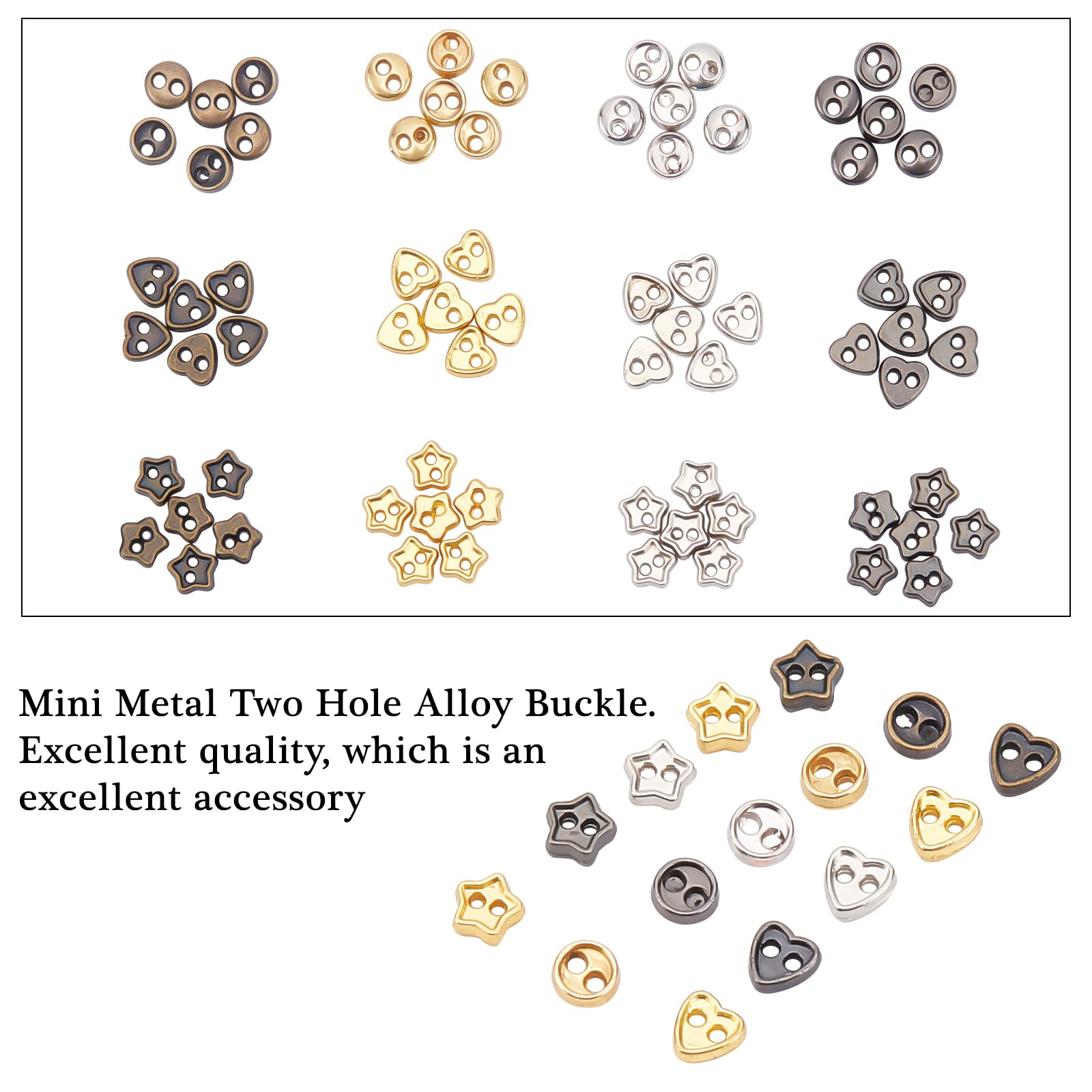 FINGERINSPIRE 120 stks 4 Kleuren Naaien Mini Gespen, (8mm 10mm 12mm