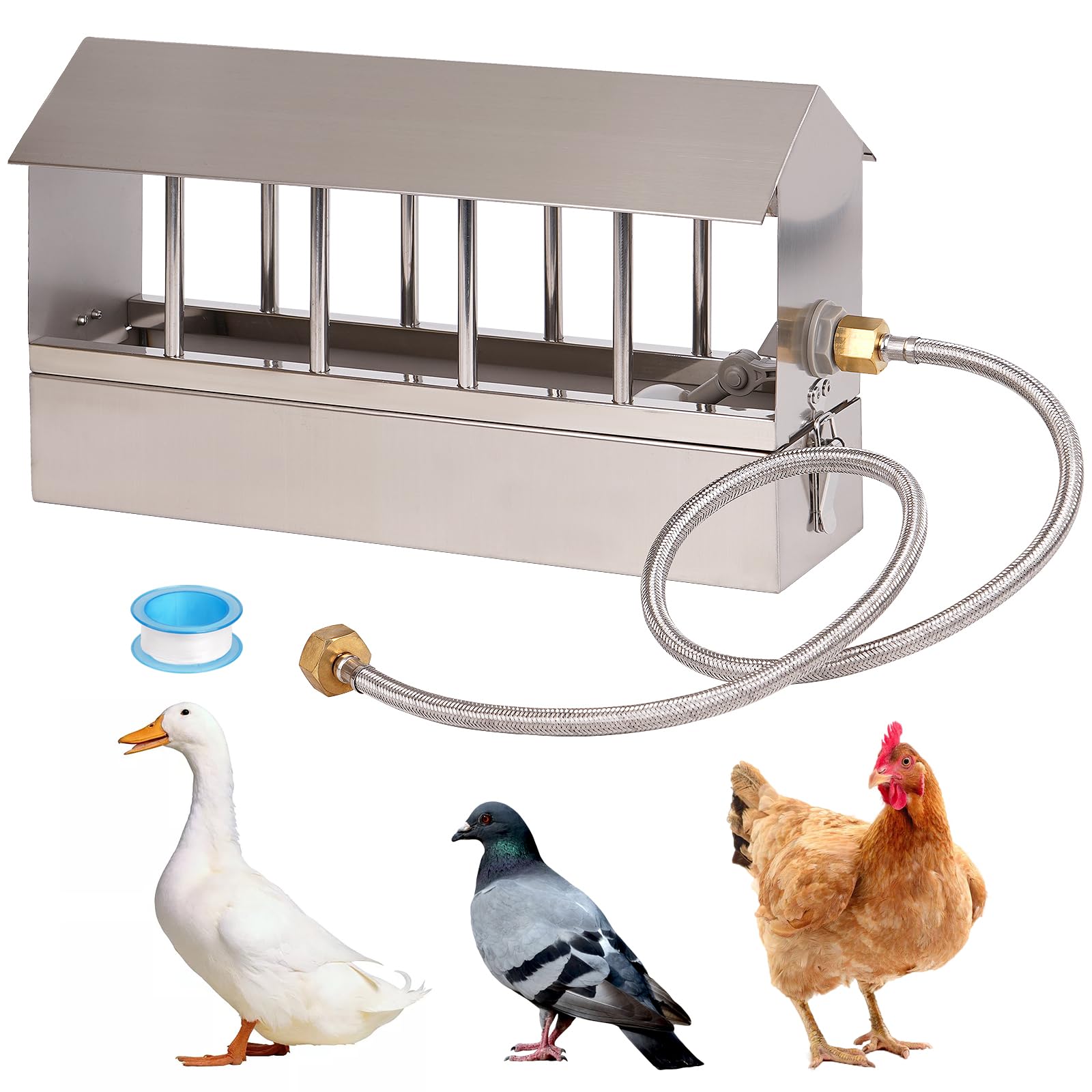 Stainless steel float valve poultry waterer