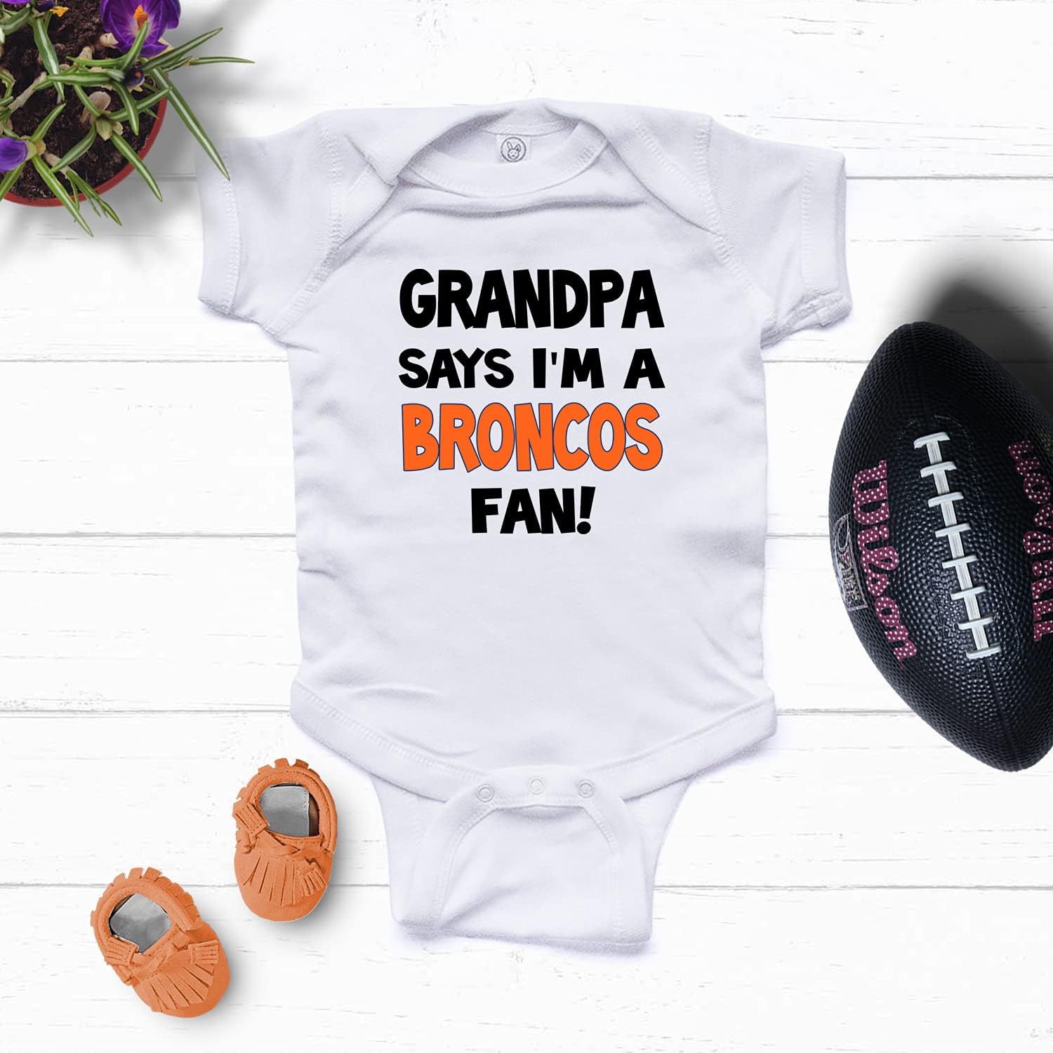 NanyCraft's Grandpa says I'm a BRONCOS Fan Baby Bodysuit