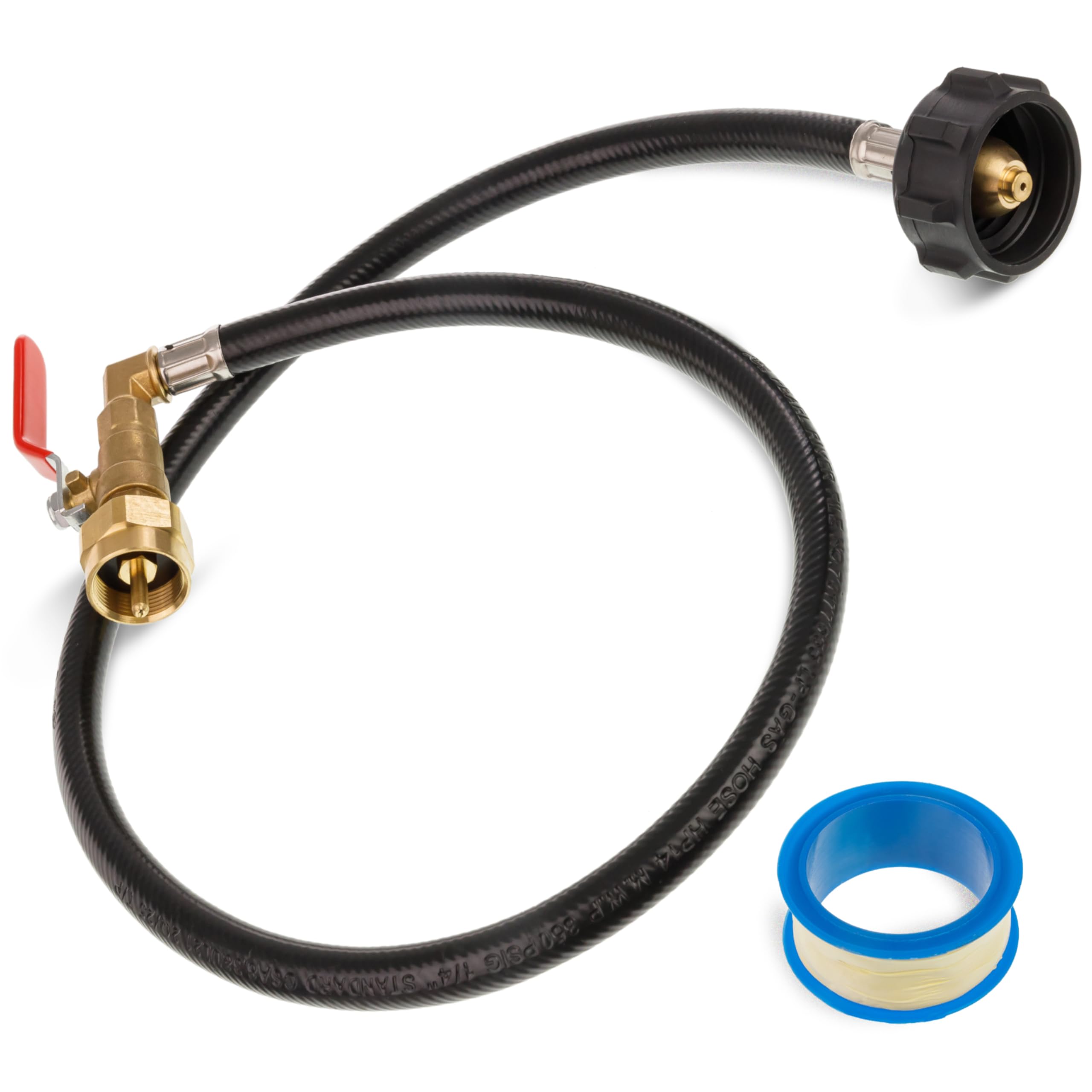 Photo 1 of *Piece missing* CSA CERTIFIED Propane Refill Adapter Hose 3 Feet/36inch Propane Extension Hose with ON-Off Control Valve for 1 LB Propane Gas Tank (QCC Type1 Inlet) - with Tape, 350PSI High Pressure