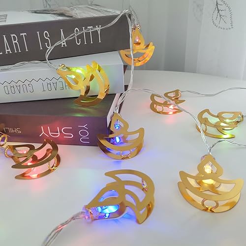 Miniatura 5 de ElodieAu - Guirnalda de luces Diwali multicolor de 10 pies, 20 luces LED de cortina de hadas Diya, tira de luces de ventana para Diwali, para