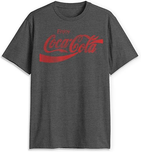 Coca-Cola T-Shirt à Manches Courtes Coke des années 80 pour Homme, Gris Anthraci