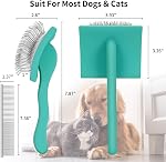 Pince à slicker pour chiens pour les goldodoodles, les pâtes & Chiens à cheveux longs - Brosse à pâte longue & Le kit de peigne pour animaux de compagnie élimine les Tangles & Nœuds, Outils de grooming professionnels avec poignée en bois, Vert