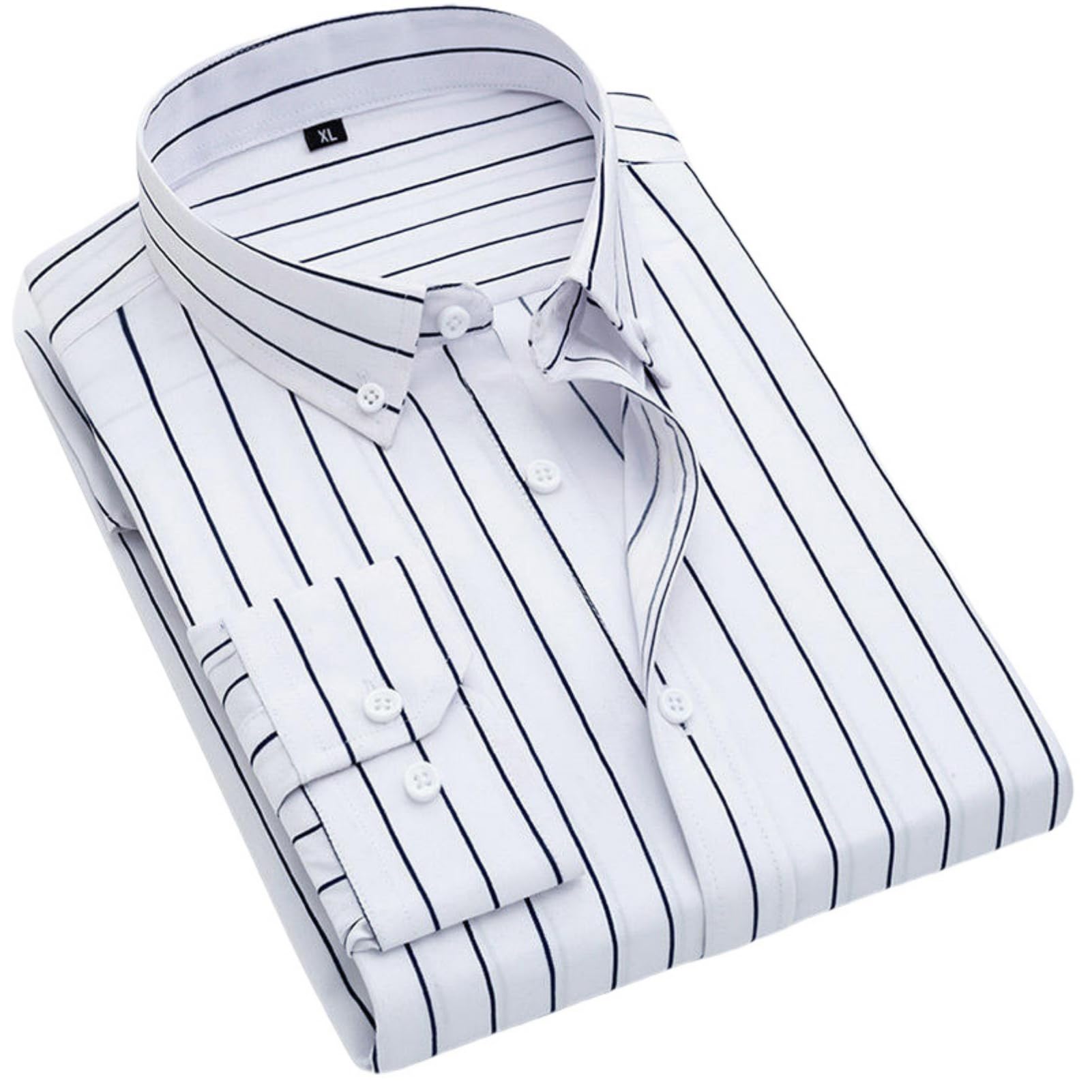 Camicia da uomo a maniche lunghe stile britannico elegante casual slim fit verticale a righe