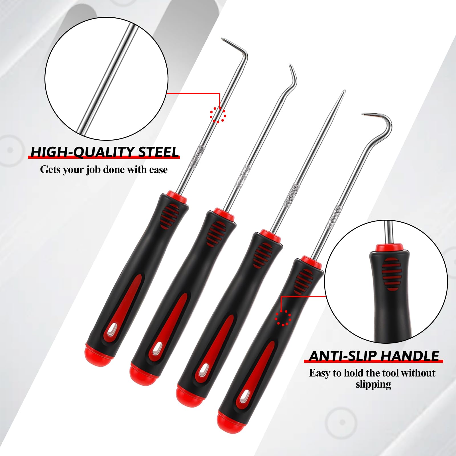 8-delig Precisie Pick en Haak Set, Universele Naald Haak Schraper Set, O-Ring Afdichting Sleutel, Olie Ring Afdichting Demontage Haak Gereedschap voor Auto