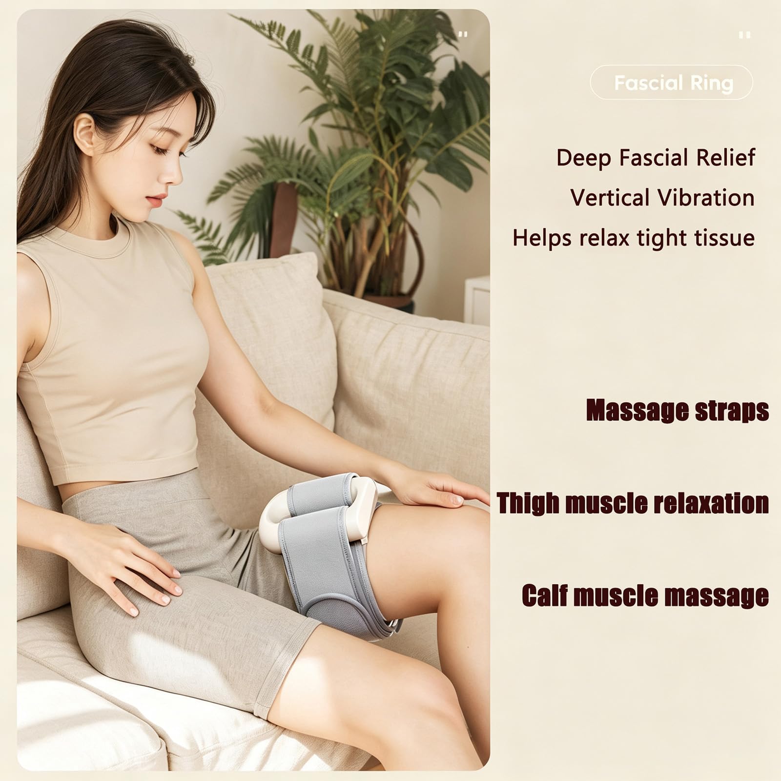 Masajeador de Grasa Abdominal, Anillo de Fascia Multifuncional de Cuerpo Entero, Masajeador de Vientre para Quemar Grasa y Calor, 10 Modos Ajustables para Espalda, Piernas y Abdomen (Blanco roto)