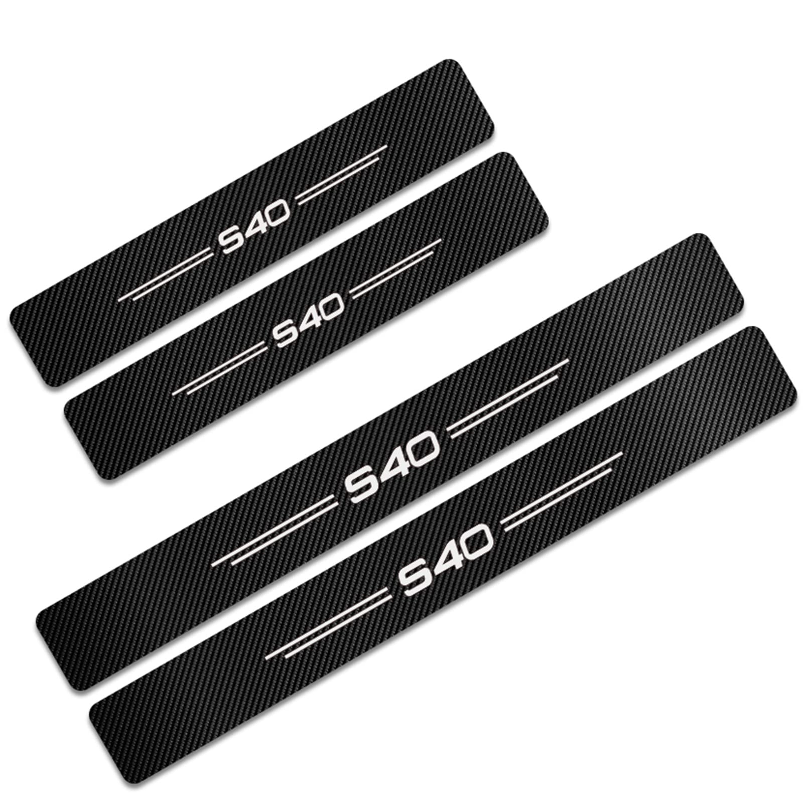 JYMLOV 4pcs Car Outer Door Sill Protector for Vo-lvo S60 XC90 XC60 XC40 C30 Tuning Accessories, Self-Adhesive Carbon Fiber Auto Kick Plates Scuff Guard Threshold Cover Pedal Sticker Trim, S40