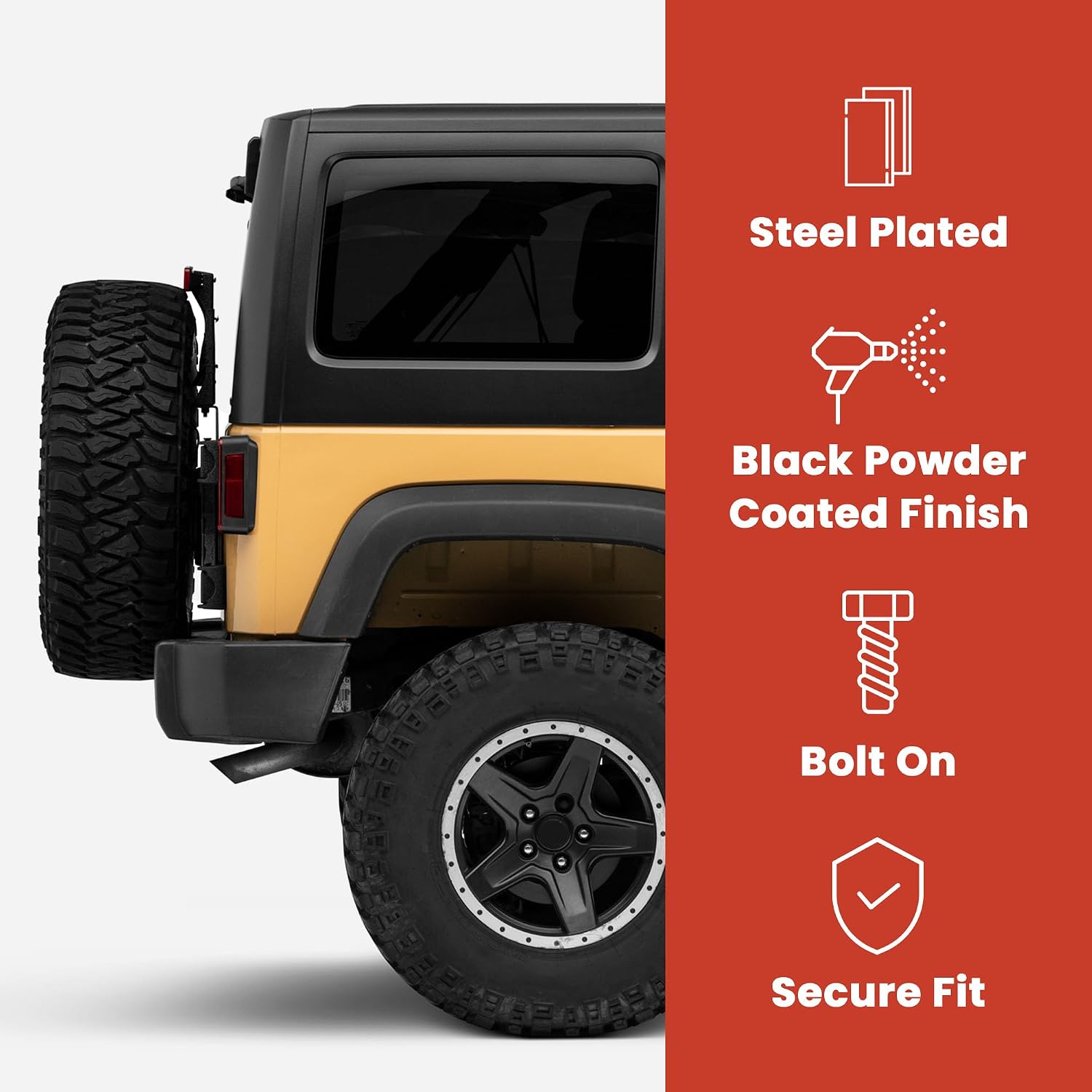 Jeep Licensed by Redrock HD Tire Carrier with Mount and Jeep Logo Compatible for 07-18 Jeep Wrangler JK