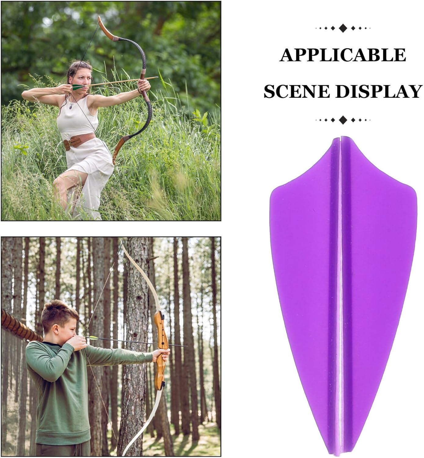 60pcs Shield Cut Arrow Fletchings Plastic Vanes Bowhunting Vane Kit DIY Archery Accessories for Practice and Target Shooting