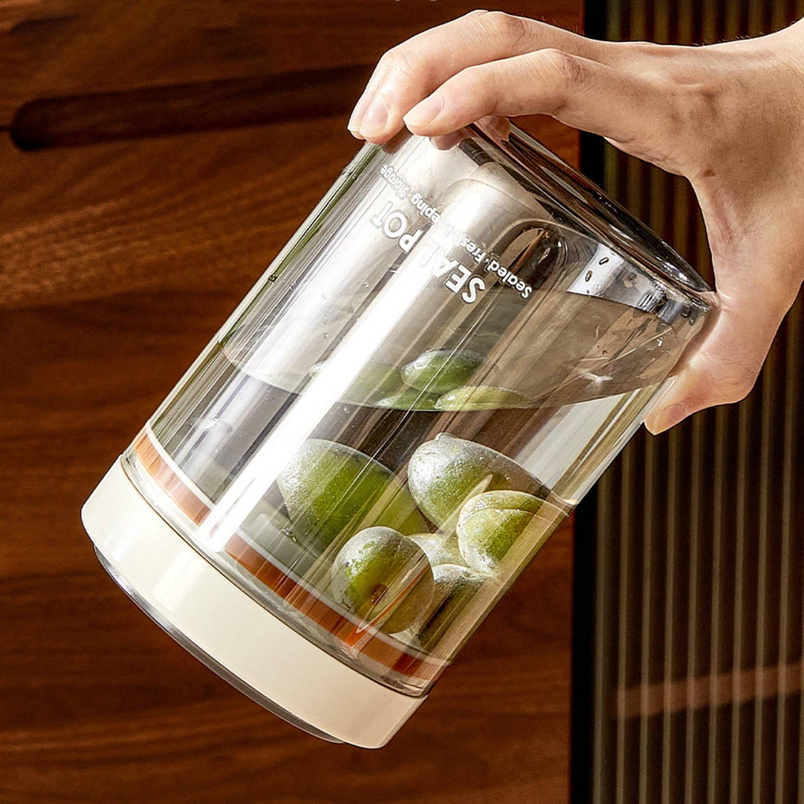 Gewürz Vorratsglas Vakuumbehälter Lebensmittelbehälter Küchenbehälter Gewürzdose mit Aromaventil Sofortverschluss Verstärkter Silikondichtung Und, Braun, 2100ML