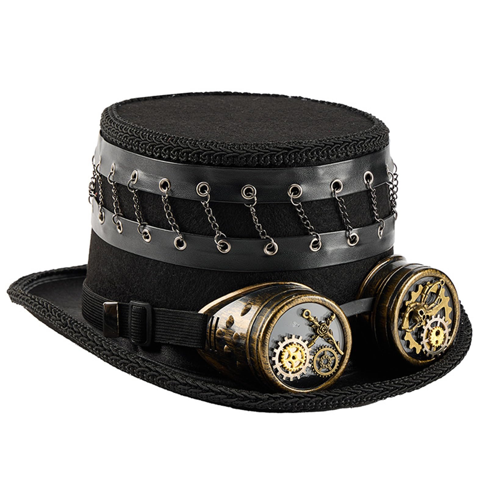 Ljmyy Punk With Adjustable Goggles And Industrial Gear Handmade Fantasy Cosplay Hat For Halloween Costume Parties