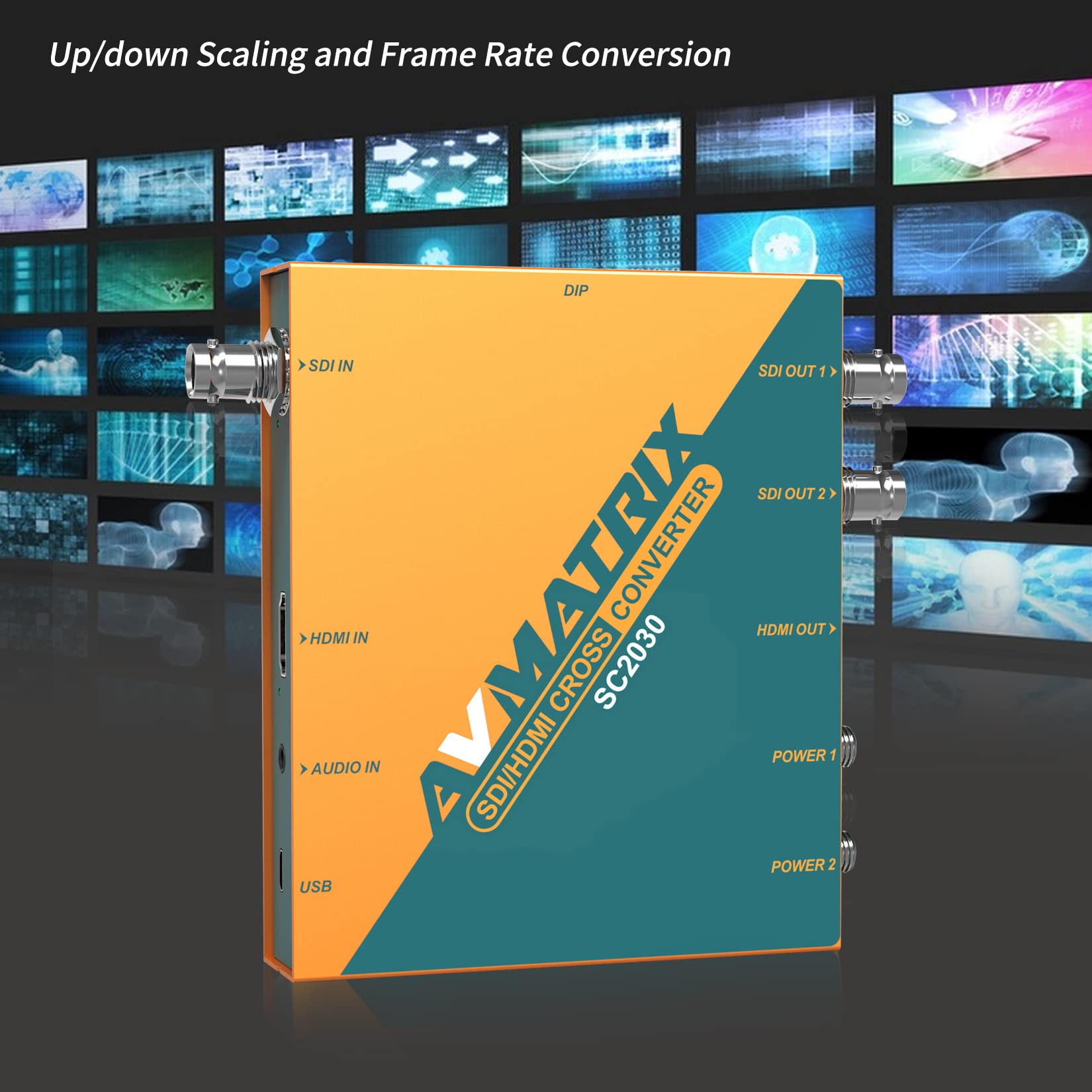 AVMATRIX SC2030 SDI/HDMI-Crosskonverter für Rundfunk- und AV-Postproduktionsanwendungen, Videokonverter mit integrierten DIP-Schaltern oder PC über Micro-USB