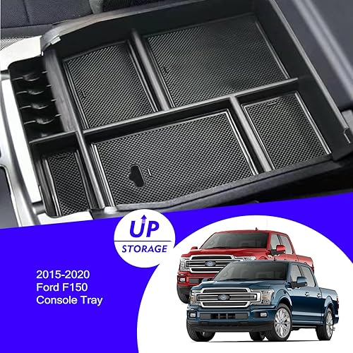 Miniatura 2 de XXCIWP Bandeja de consola F150 2018, bandeja organizadora de consola central para Ford F-150 Raptor 2015-2020, reposabrazos medio, caja de