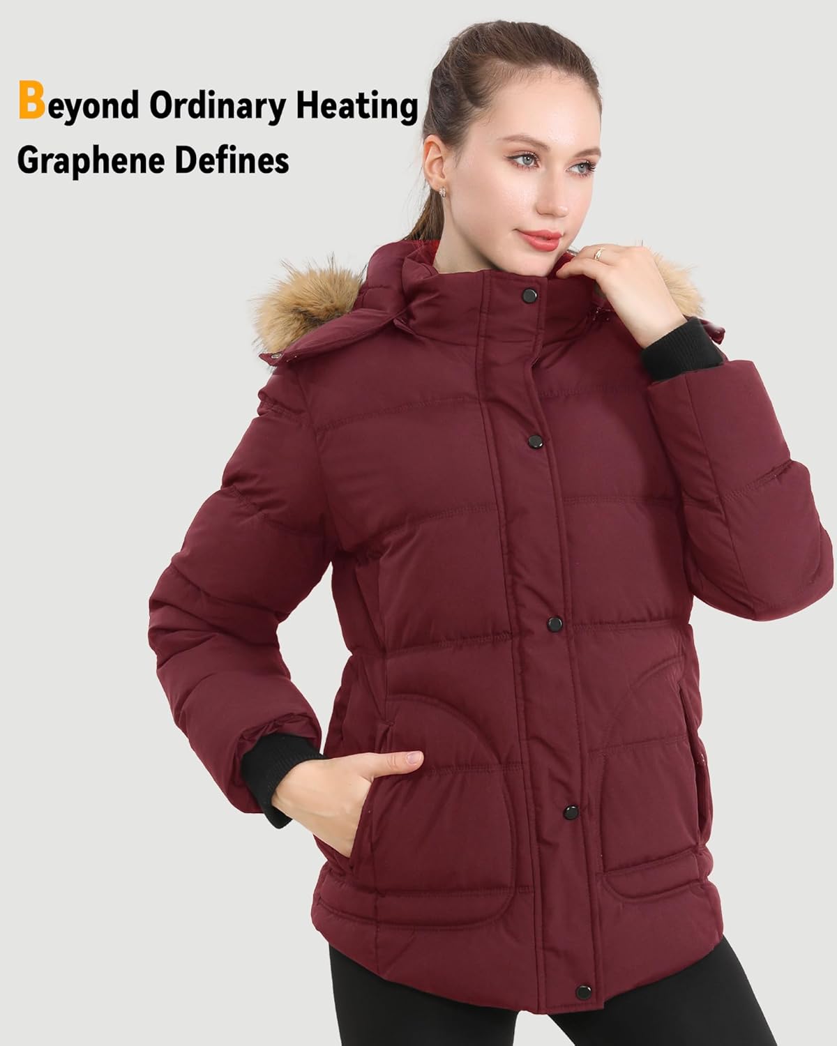 Wulcea Graphene Heated Jacket For Women 12V 18400mAh Fast Charge With Large Capacity - Image 5