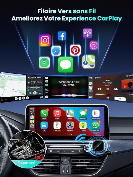 DH5 Adaptateur CarPlay sans Fil, Connexion Filaire vers sans Fil avec Type-C/USB, Plug-and-Play avec Connexion Automatique, Compatible avec Les Véhicules à Partir de 2016 et iOS 10+ - 4