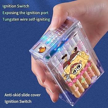 Amazon.co.jp: ライター付きかわいい透明可視シガレット ケース