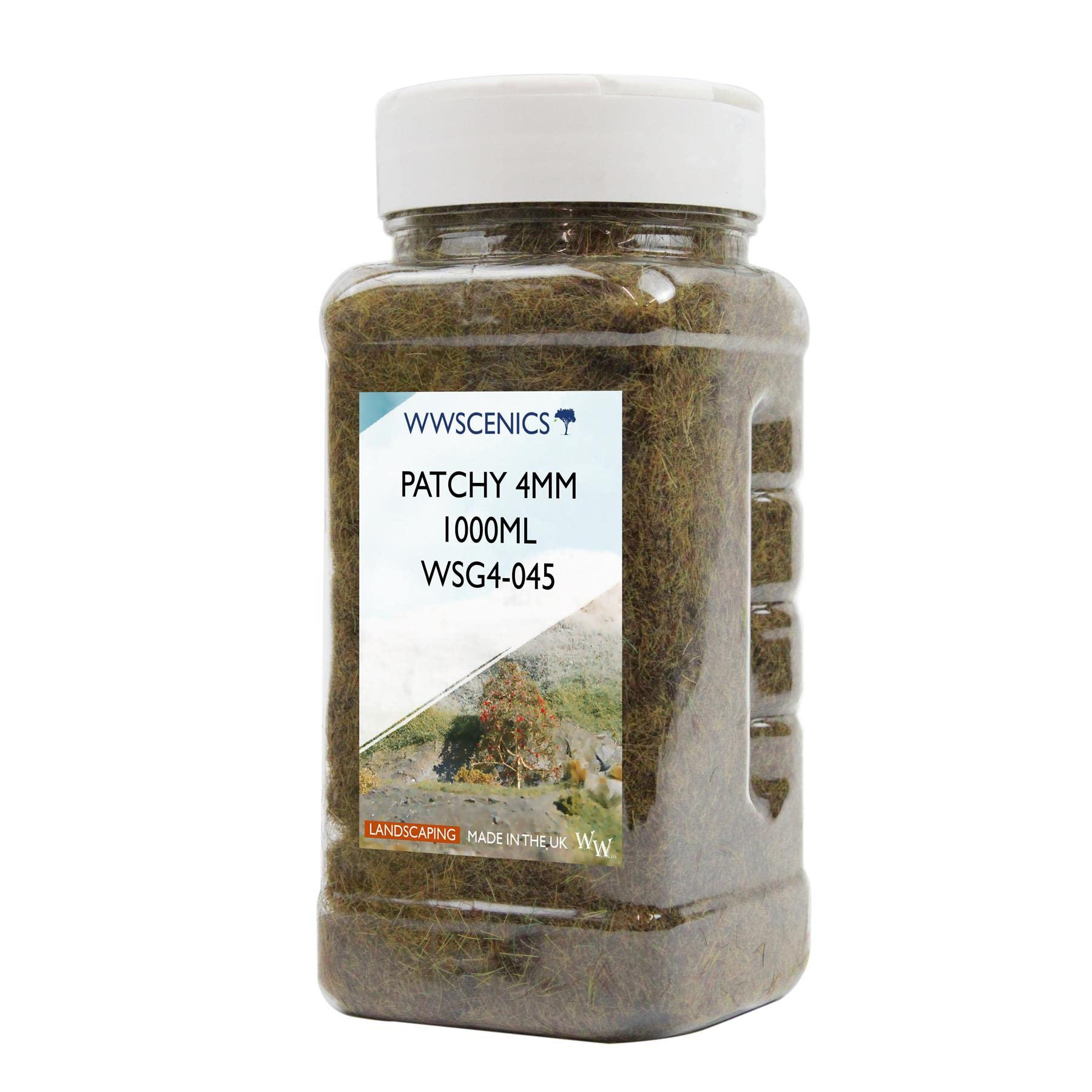 WWSPatchy Static Grass 1000ml - Model Railway, Scenery, Terrain (4mm)