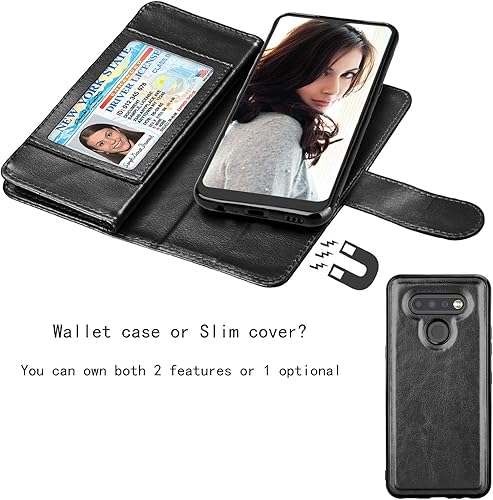 Miniatura 4 de NJJEX Funda compatible con LG K51LG Q51  LG ReflectLG K51, 9 ranuras para tarjetas Funda de piel sintética para tarjetas de crédito de