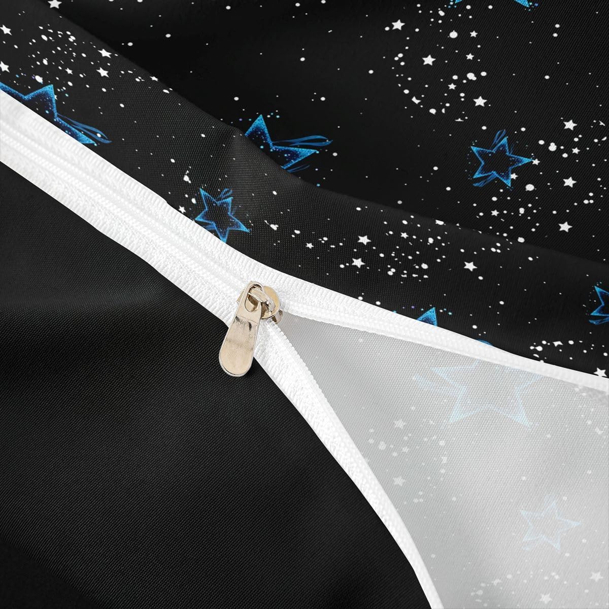 Erosebridal Y2K Trendy Duvet Cover Queen Glitter Stars Bedding Set White Blue Glowing Stars Comforter Cover for Kids Boys Girls,Psychedelic Space Cosmos Bed Set