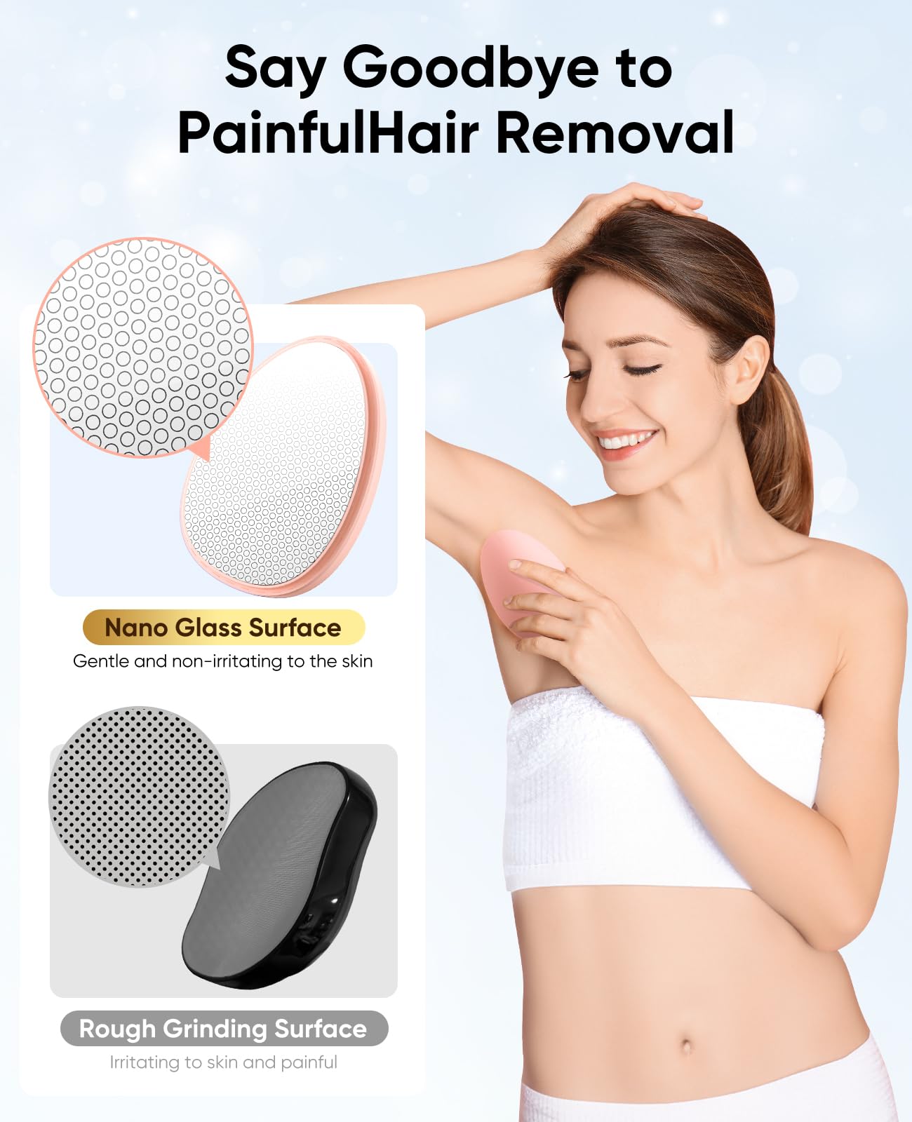 Crystal Hair Eraser for Women and Men, Reusable Crystal Hair Remover Magic Painless Exfoliation Hair Removal Device, Epilator Device for Legs Back Arms