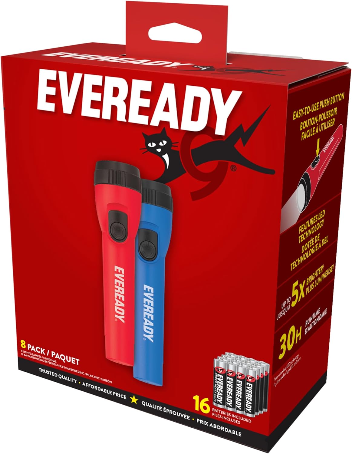 Eveready LED Flashlight Bright Reliable Flashlights for General Purpose, Great for Camping, Car, Emergency Storm Power Outage Handheld Flashlight (Batteries Included)