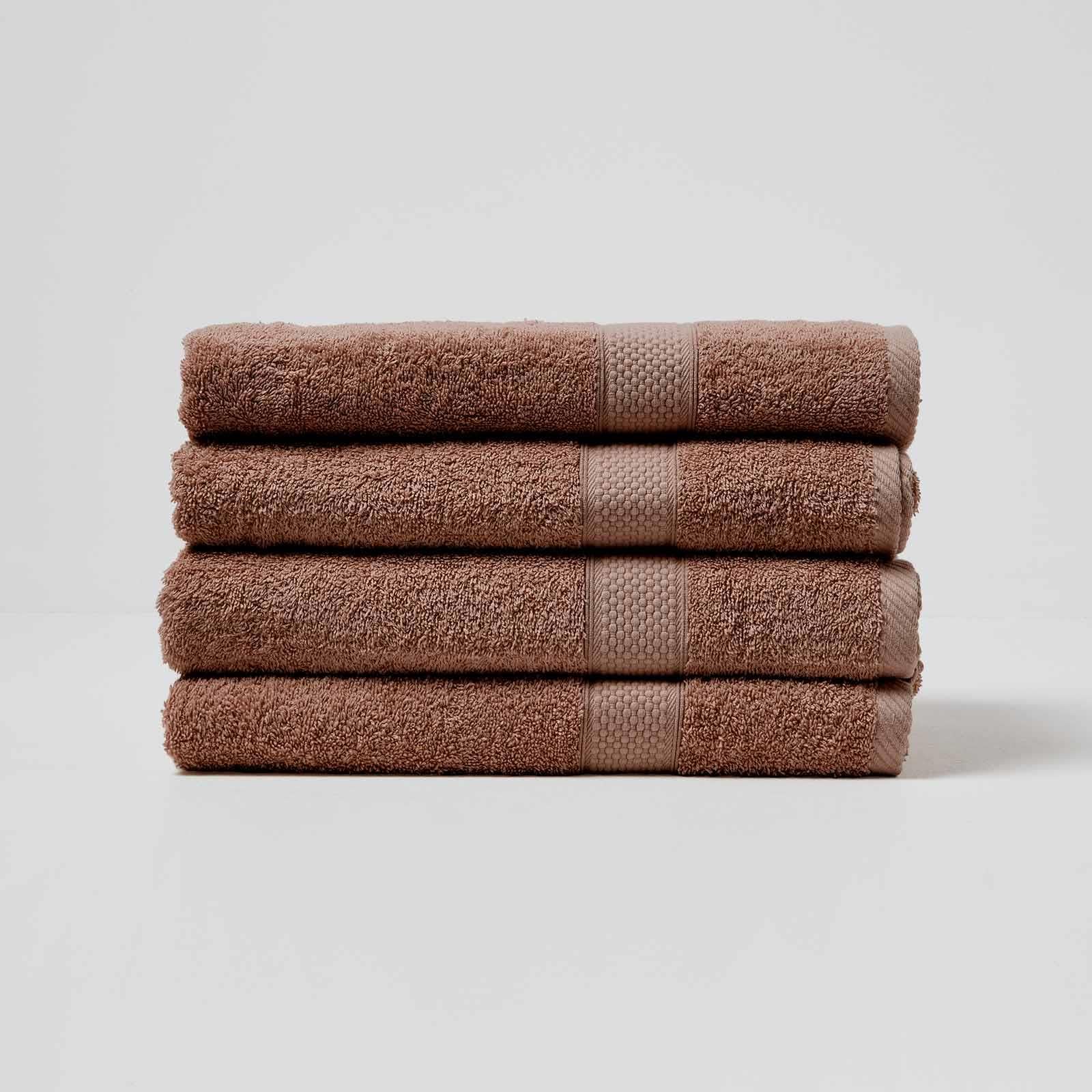 HOMESCAPES Chocolate Brown Turkish Cotton Set of 4 Bath Towels Super Soft Thick & Absorbent 500 GSM Towel Heavy Weight for everyday Luxury
