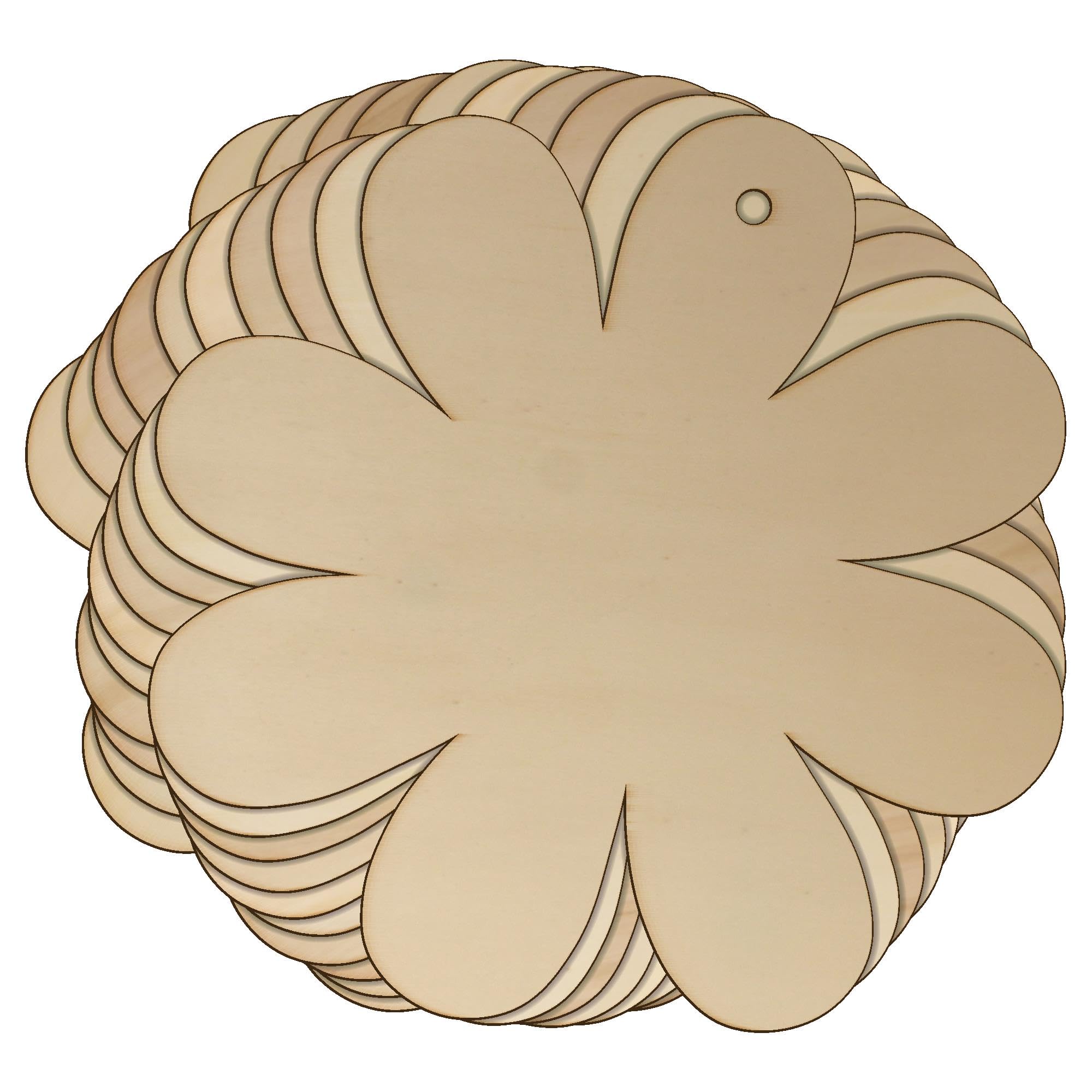 10x Wooden Simple Plain Daisy Craft Shapes 3mm Plywood Flower Head(12 x 12cm,Hole Top Centre)