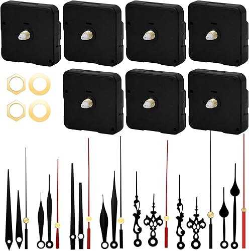 Miniatura 8 de Tibapla Juego de 7 mecanismos de reloj de pared, mecanismo de reloj de cuarzo silencioso, funciona con pilas, mecanismo de movimiento de reloj de