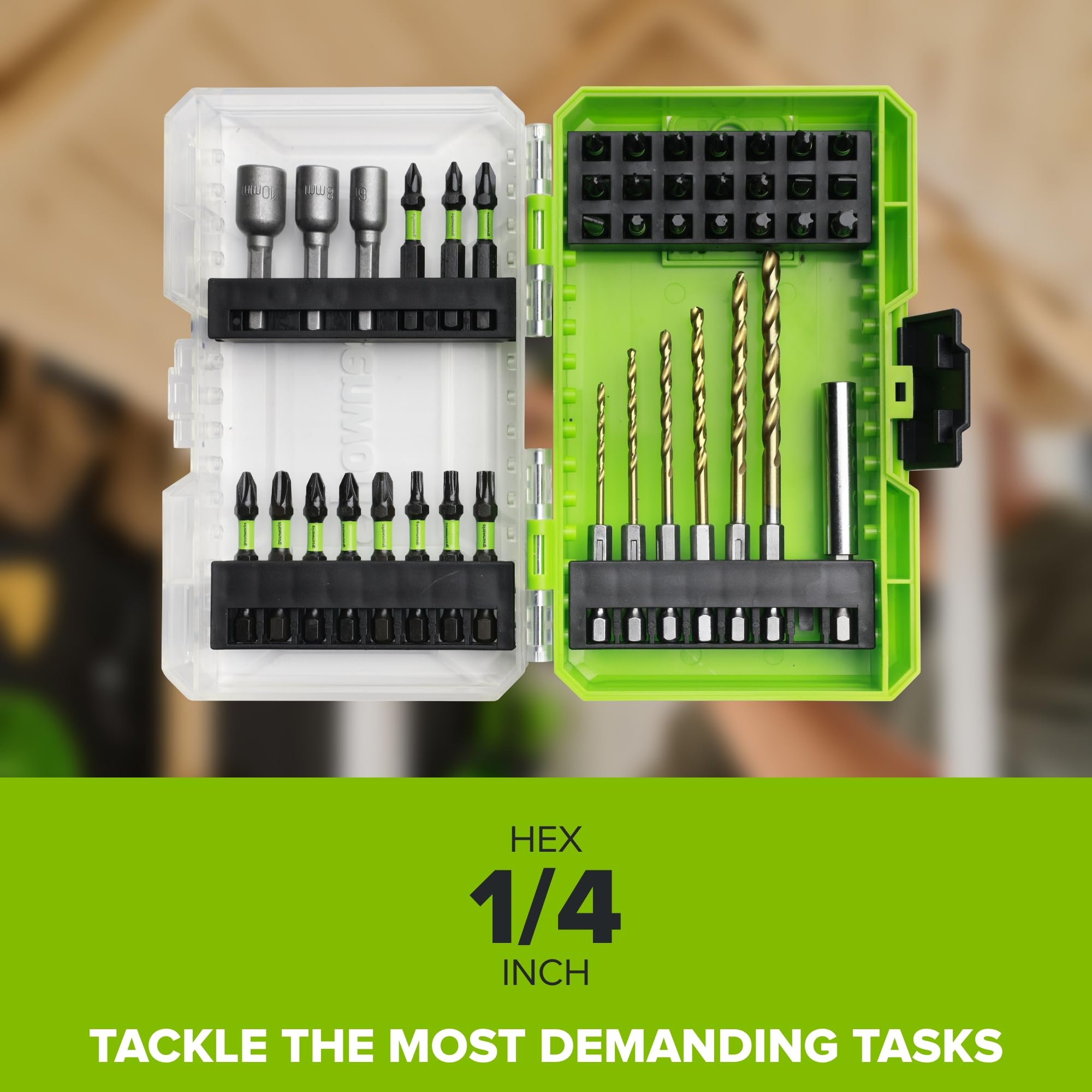 Greenworks PA50202A1 Lot de 42 forets et embouts d'entraînement, résistants aux chocs