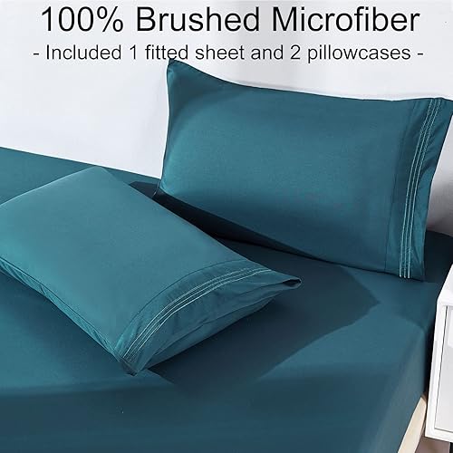 Miniatura 2 de YIYEA Sábana bajera ajustable tamaño King con funda de almohada, sábana bajera de microfibra cepillada de 1800 hilos, con bolsillo profundo de hasta