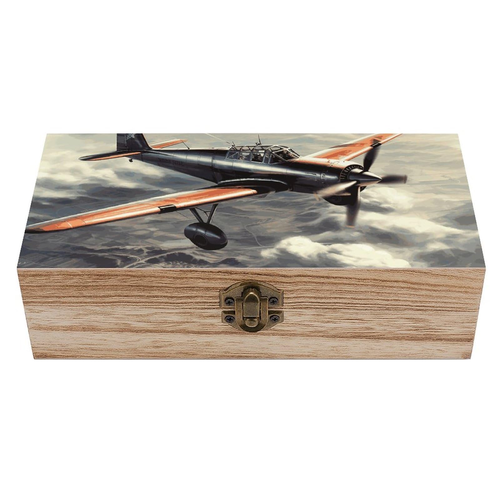 FodPand Decorative Keepsake Box Wooden Storage Boxes with Hinged Lid Handmade Retro Airplane Wood Organizer Memory Treasure Box for Jewelry Craft Card Photo Storage Wedding Bridal Shower Gifts