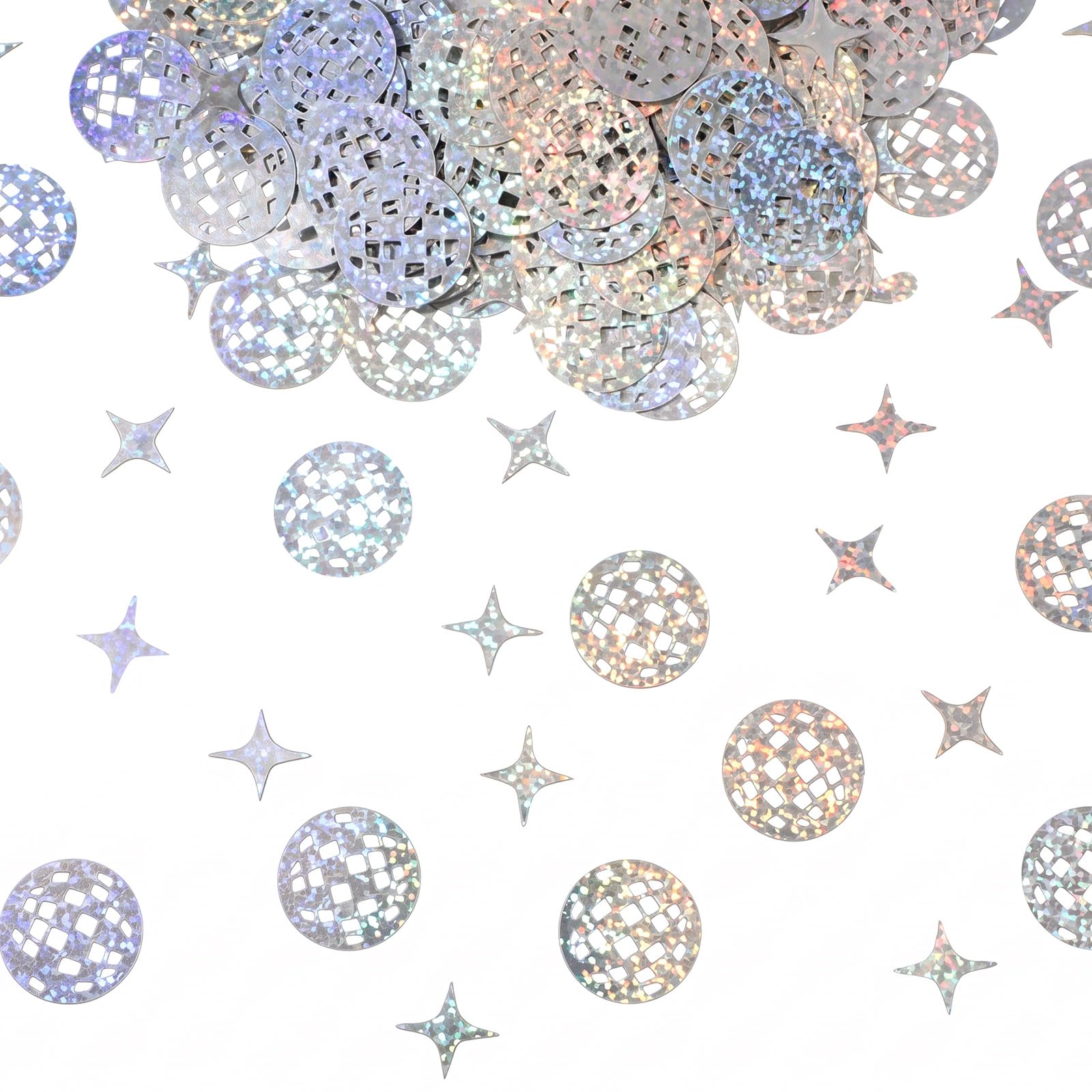 300Pcs Disco Decorations Disco Ball Confetti, Holographic Glitter Confetti